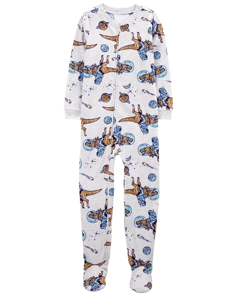 Kid 1-Piece Space Dinosaur Fleece Footie Pyjamas