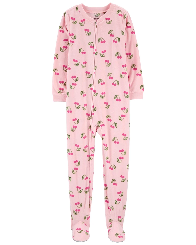 Kid 1-Piece Cherry Fleece Footie Pyjamas