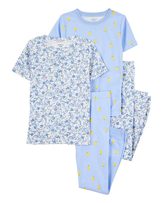 Kid 4-Piece Floral Cotton Pyjamas