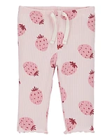 Baby Strawberry Pull-On Ribbed Pants