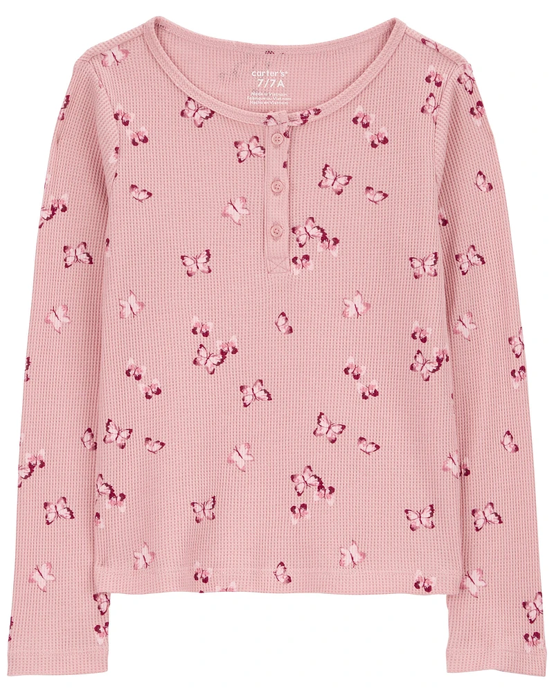 Kid Butterfly Waffle Knit Long-Sleeve Tee