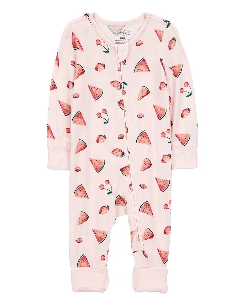 Baby Watermelon 2-Way Zip PurelySoft Footless Sleeper