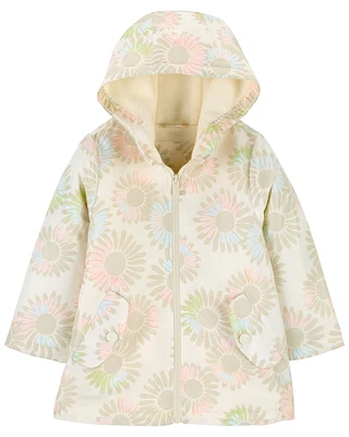 Fleece-Lined Printed Rain Jacket