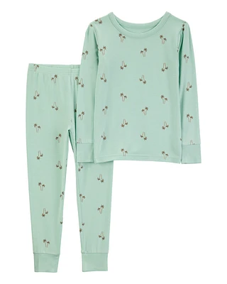 Toddler Palm Tree Print PurelySoft 2-Piece Pyjamas - Mint