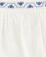 Toddler Solid Flutter-Sleeve Dress - White