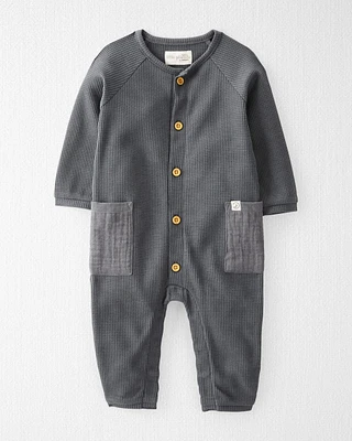 Baby Waffle Knit Button-Front Jumpsuit Made with Organic Cotton