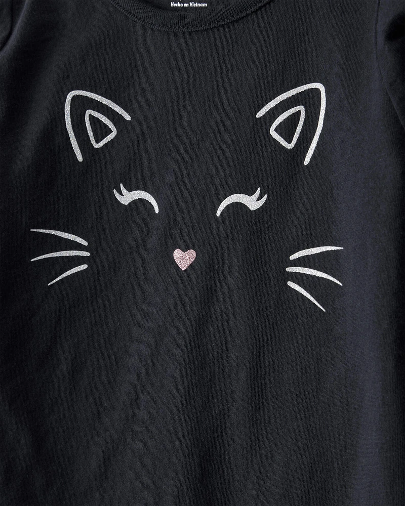 Toddler 2-Piece Halloween Cat Tee & Tulle Skort Set