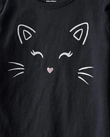 Toddler 2-Piece Halloween Cat Tee & Tulle Skort Set