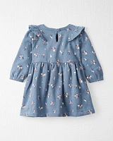 Baby Long-Sleeve Ruffle Dress Made with Organic Cotton Floral Print