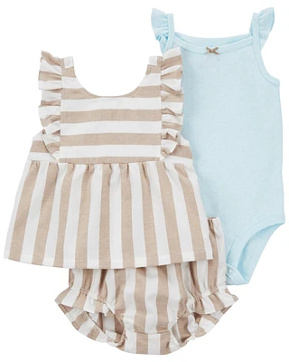 3-Piece Striped Little Short Set