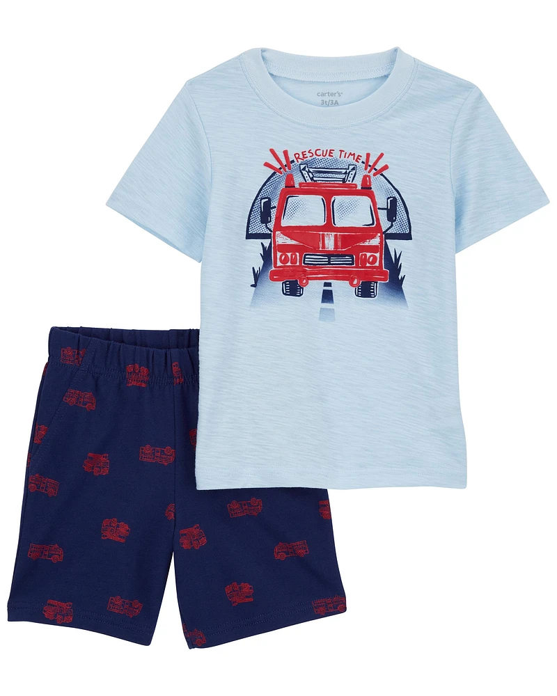 Baby 2-Piece Firetruck Tee & Short Set