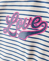 Kid 2-Piece "Love" Striped Top & Flared Pant Set