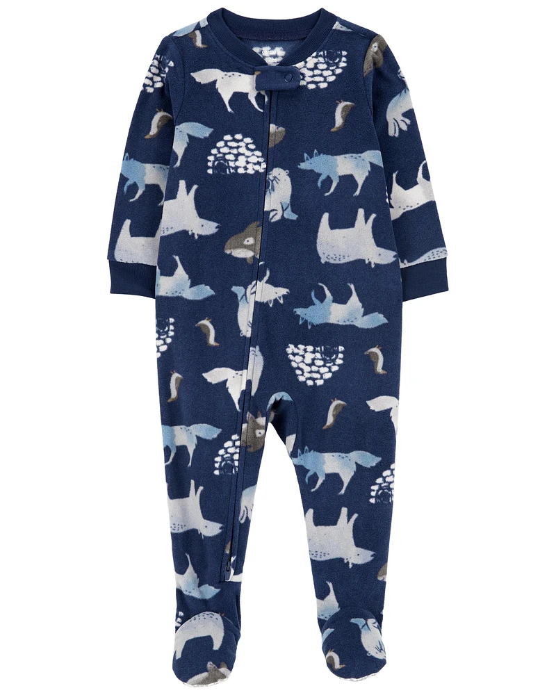 Baby 1-Piece Arctic Animal Print Fleece Footie Pyjamas