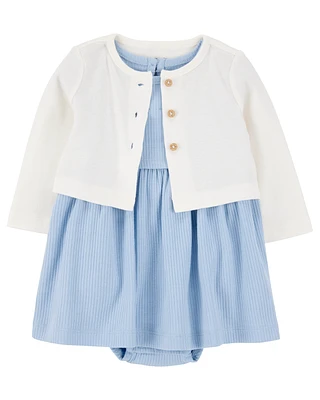 Baby 2-Piece Bodysuit Dress & Cardigan Set