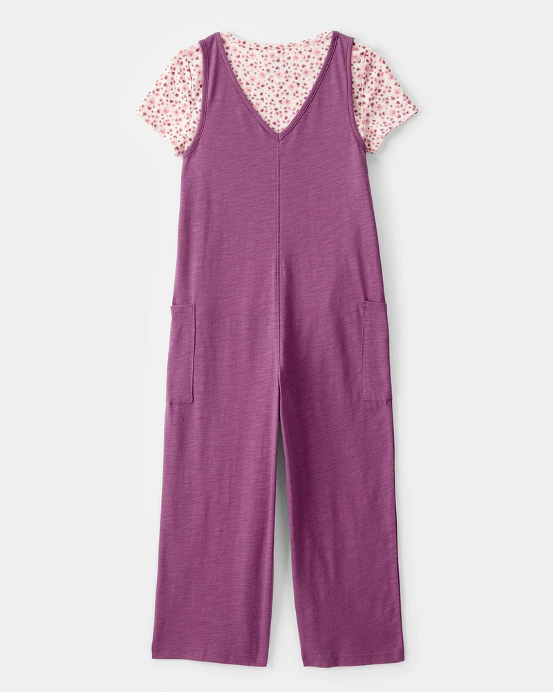 Kid 2-Piece Floral Tee & Jumpsuit Set