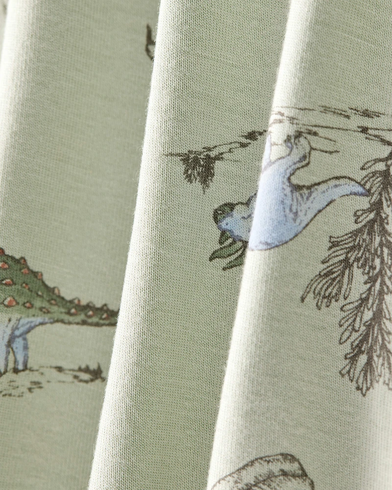Baby Boy Dinosaur Print PurelySoft Long-Sleeve Sleeper - Green