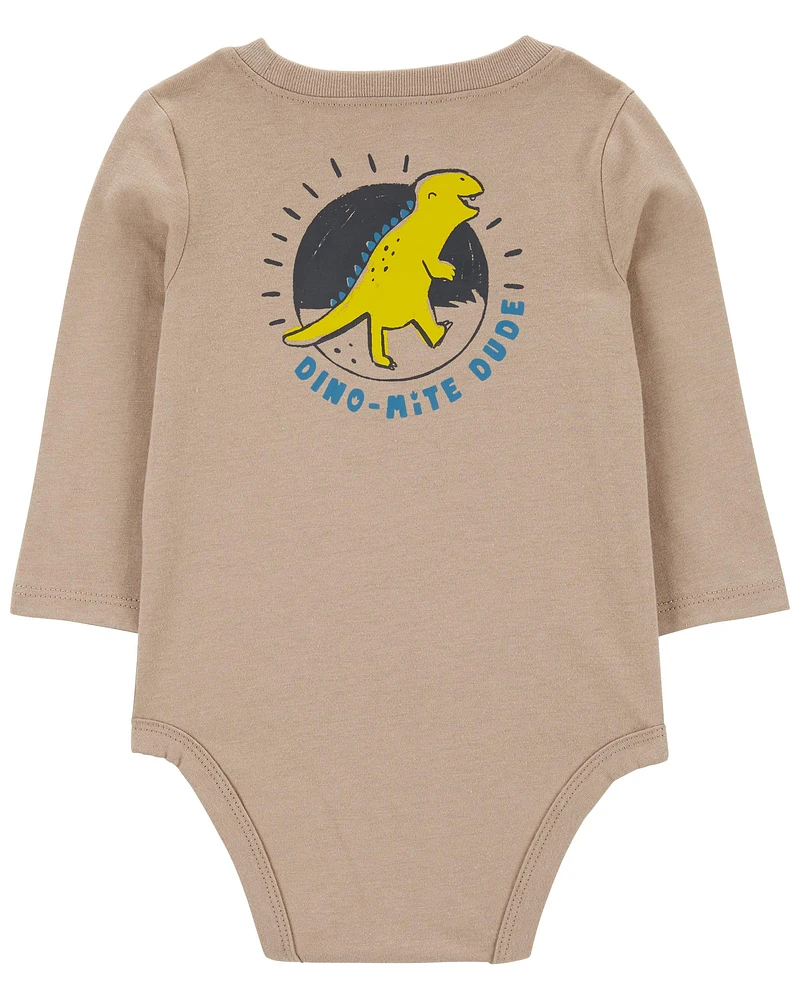 Baby Dino-Mite Dude Dinosaur Long-Sleeve Bodysuit