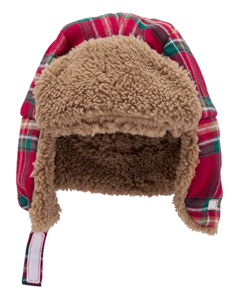 Baby Plaid Fuzzy Trapper Hat