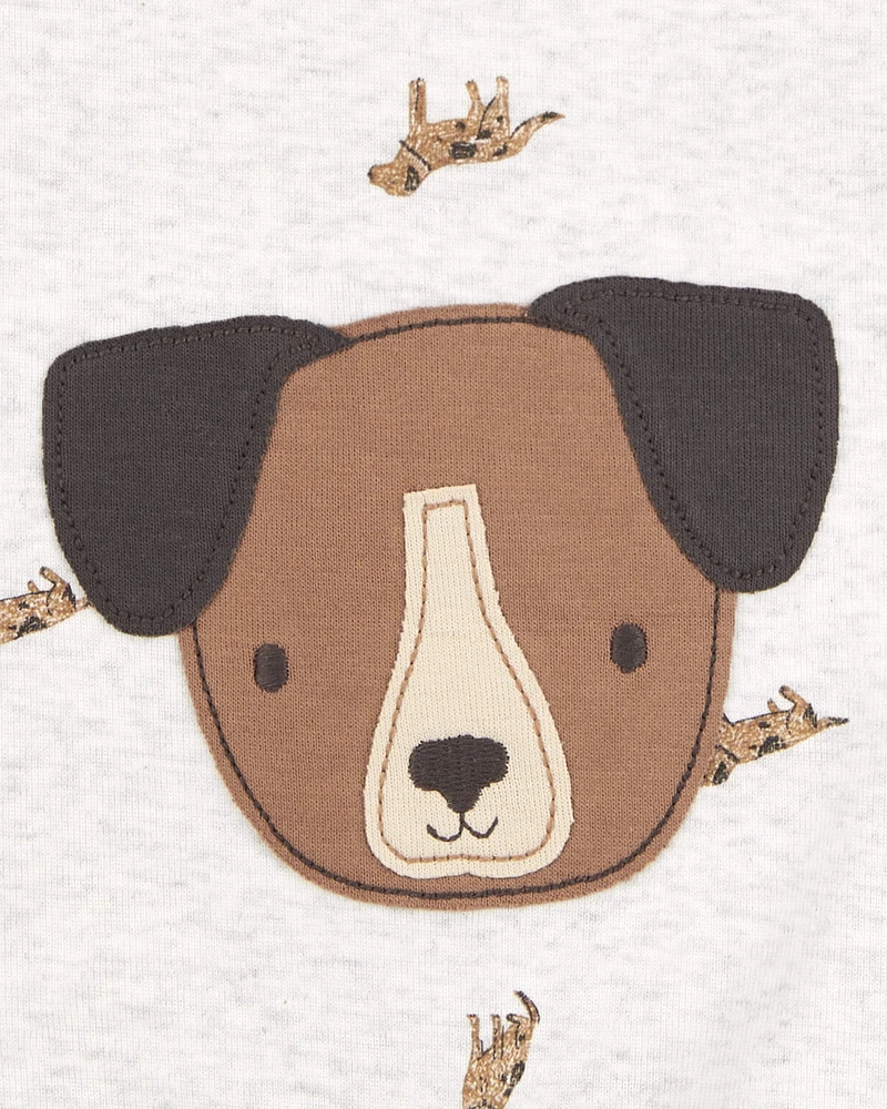 Baby Dog Short-Sleeve Romper - Grey