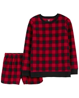 Adult 2-Piece Buffalo Check Fleece Pyjamas