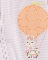 Baby Hot Air Balloon Bunny 2-Way Zip Cotton Sleeper