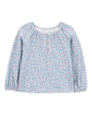 Toddler Floral Gauze Long-Sleeve Top