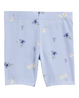 Toddler Floral Bike Short - Blue