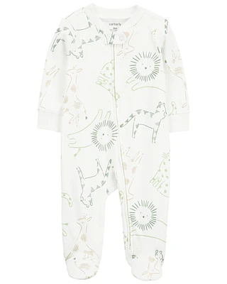 Baby Animal Print Snap-Up Cotton Sleeper Pyjamas