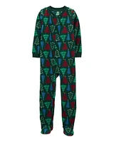 Kid 1-Piece  Christmas Tree Fleece Footie Pyjamas