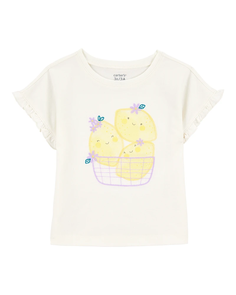 Baby Short-Sleeve Lemon Fashion Top - Ivory