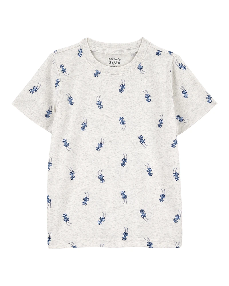 Baby Race Car Print Woven Short-Sleeve Tee