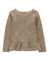 Kid Leopard Print Peplum Top