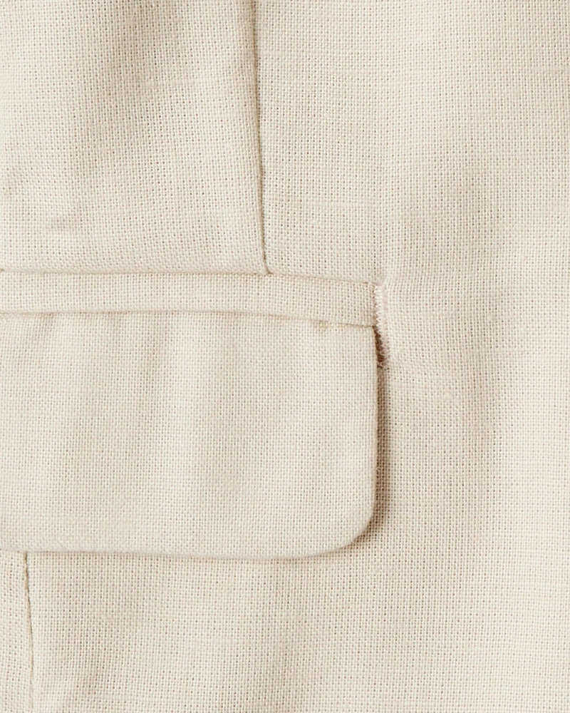 Baby Linen Suit Jacket Made with Organic Cotton - Khaki