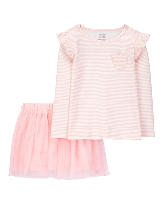 Baby 2-Piece Striped Jersey Tee & Tulle Tutu Skirt Set