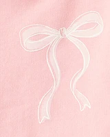 Baby Girl Bow French Terry Long-Sleeve Top & Skirt Set - Pink