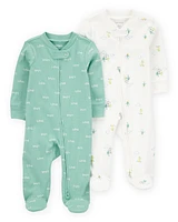 Baby 2-Pack Frog 2-Way Zip Cotton Sleeper Pyjamas
