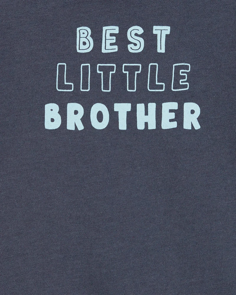 Baby Best Little Brother Short-Sleeve Bodysuit - Blue