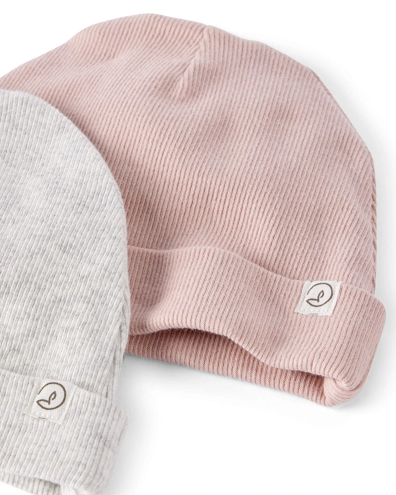 Baby 2-Pack Organic Cotton Rib Caps
