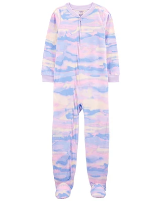 Kid 1-Piece Tie-Dye Fleece Footie Pyjamas