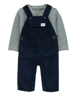 Baby 2-Piece Striped Tee & Corduroy Overall Set