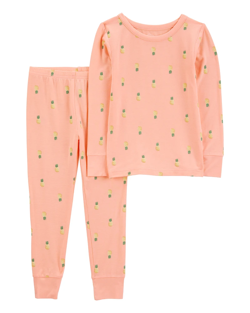 Toddler Pineapple Print PurelySoft 2-Piece Pyjamas - Coral