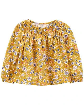 Toddler Yellow Floral Print Babydoll Top