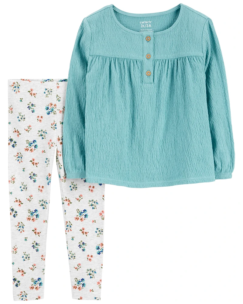 Toddler 2-Piece Gauze Top & Floral Legging Set