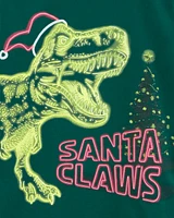 Kid Santa Claws Dinosaur Graphic Tee