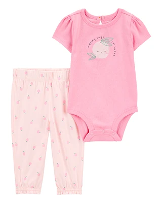 Baby 2-Piece Mommy Bodysuit Pant Set - Pink