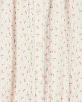 Kid Short-Sleeve Cherry-Print Fashion Top - Ivory