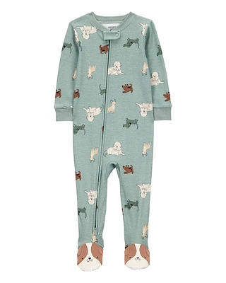 Toddler 1-Piece Dog Print 100% Snug Fit Cotton Footie Pyjamas