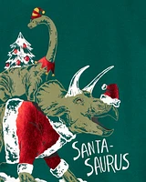 Toddler Christmas Dinosaur Graphic Tee