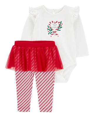 Baby 2-Piece Christmas Bodysuit & Tutu Pant Set