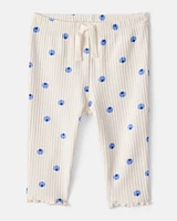 Baby Girl Blueberry Print Cotton Pull-On Pants - White